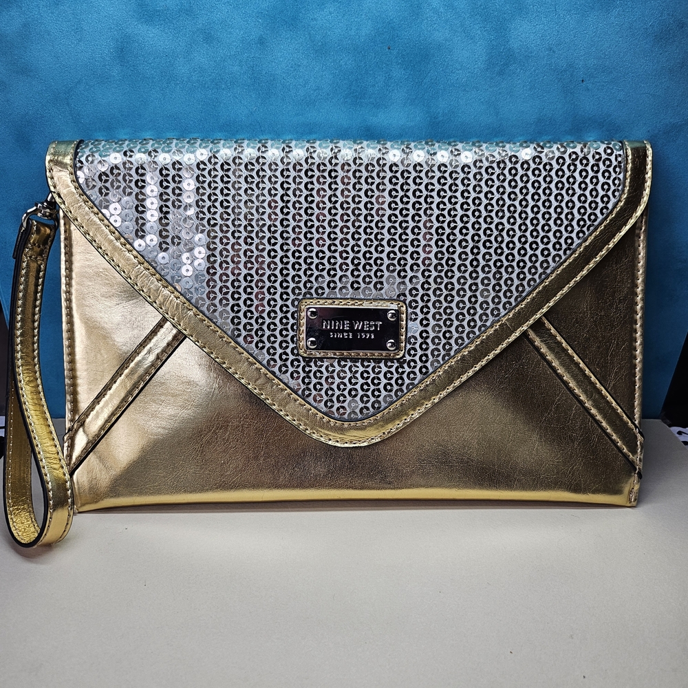 Nine West Gold and Silver Sequined Clutch/Wristlet